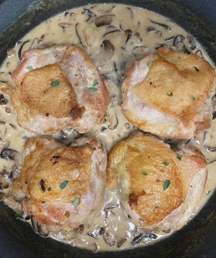 mushroom-chicken-skillet-in-cream-sauce